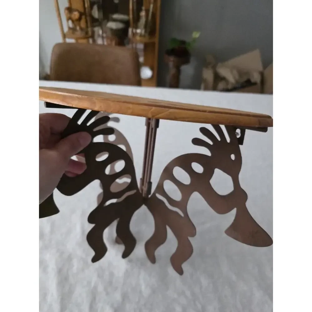 Vintage Kokopelli Wood and Metal Wall Shelf Native Southwestern Rustic